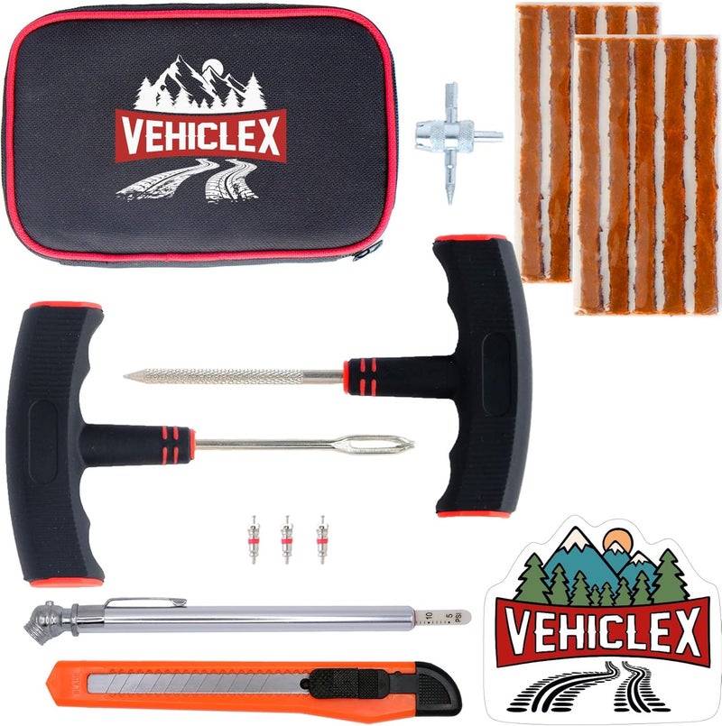 Vehiclex طقم إصلاح الإطارات للتوصيل والترقيع - طقم أساسي للسيارة، الدراجة النارية، ATV، الجرار، جزازة العشب - Image 1